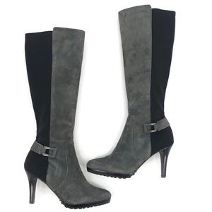 Tahari Suede boots grey with black backing 8.5